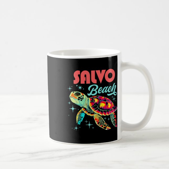 Salvo Beach Nc Artistic Sea Turtle Retro  Coffee Mug (Right)