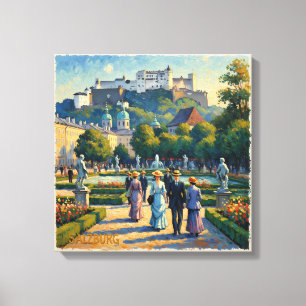 Salzburg Austria Castle Garden Stretched Canvas Print