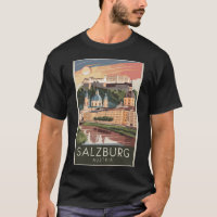 Salzburg Austria Illustration Travel Art Vintage