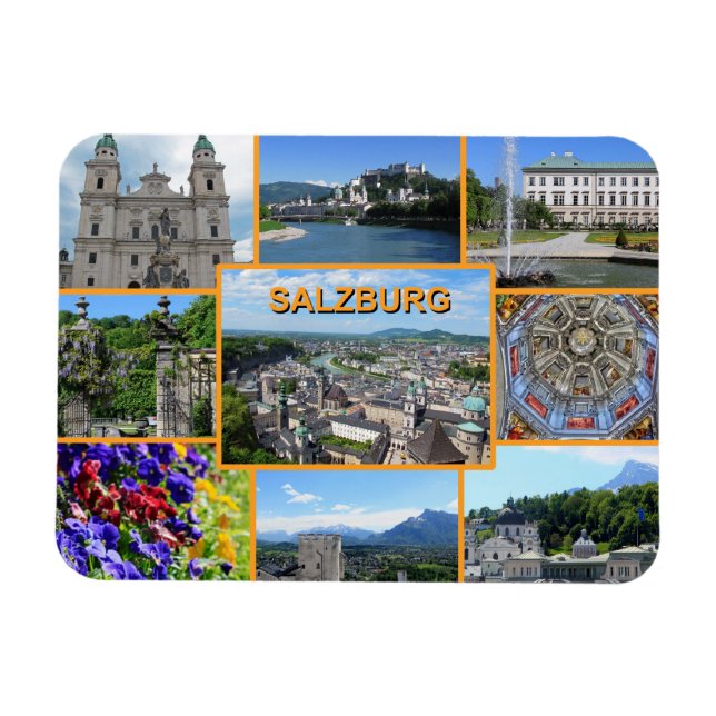 Salzburg Austria Photo Mosaic Sightseeing Places Magnet (Horizontal)