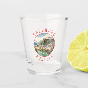 Salzburg Austria Retro Distressed Circle Shot Glass