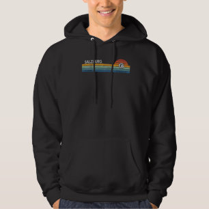 Salzburg Austria Retro Sunset Rainbow Synth Stripe Hoodie