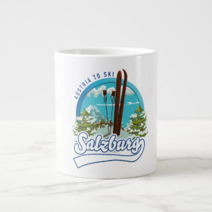 Salzburg austria to ski logo. large coffee mug