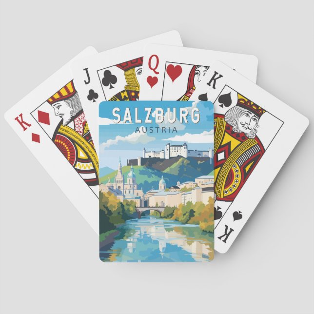 Salzburg Austria Travel Art Vintage Playing Cards (Back)