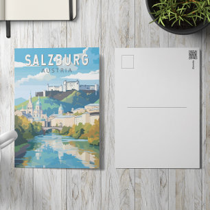 Salzburg Austria Travel Art Vintage Postcard