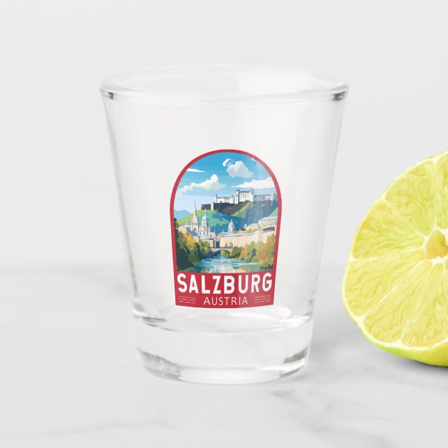 Salzburg Austria Travel Art Vintage Shot Glass (Front)