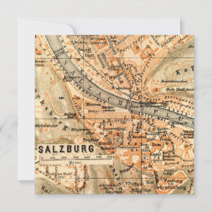 Salzburg, Austria Vintage Map