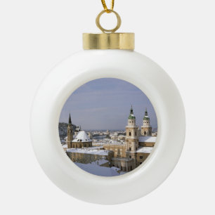 Salzburg Cathedral Austria Holiday Card Poster Pho Ceramic Ball Christmas Ornament