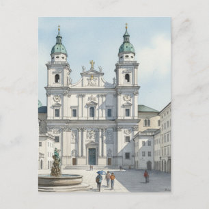 Salzburg Cathedral & Square Sketch Postcard