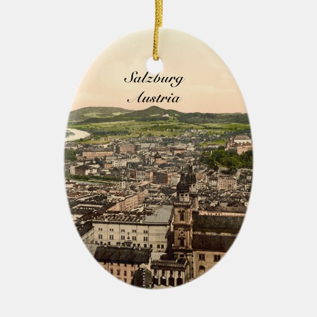 Salzburg from Maria Plain, Austria Ceramic Tree Decoration (Front)
