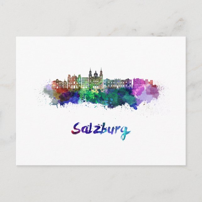 Salzburg skyline in watercolor postcard (Front)