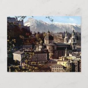 Salzburg Vintage Old Town and Alpine Skyline Postcard