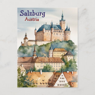 Salzburg with the Castle in Austria Postcard