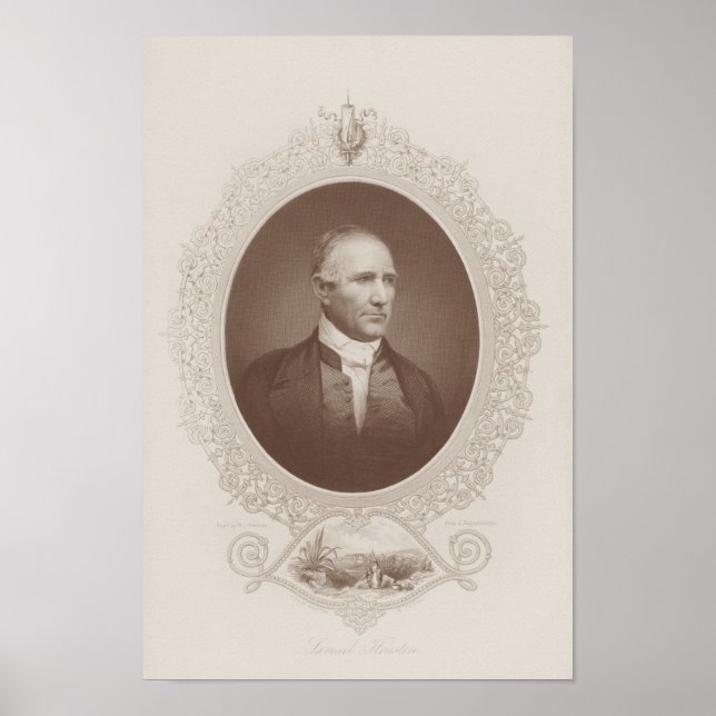 Sam Houston Engraved Portrait Poster (Front)