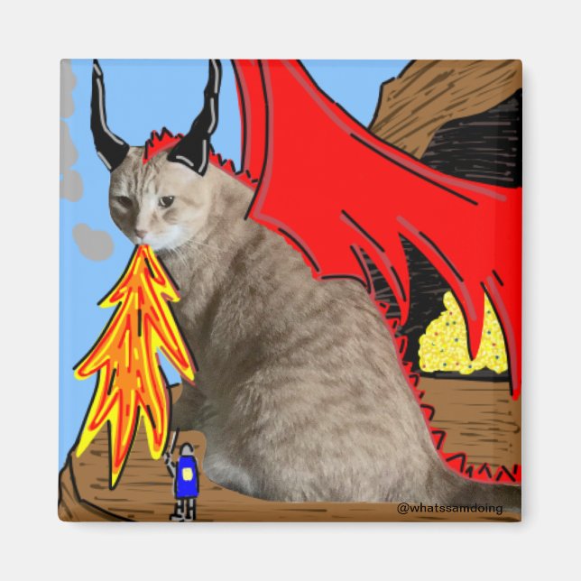 Sam Le Cat Dragon Magnet (Front)