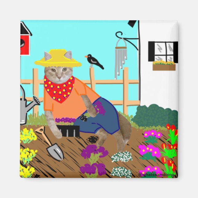 Sam Le Cat Gardening Magnet (Front)