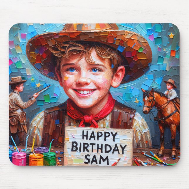 SAM ~ Zany Cowboy BIRTHDAY Gift ~  Mouse Pad (Front)