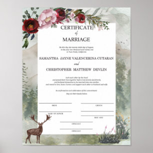 Samantha and Chris Certificate of Marriage Poste Poster