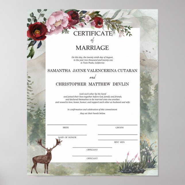 Samantha  and Chris  Certificate of Marriage Poste Poster (Front)