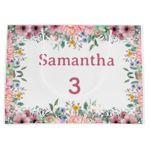 Samantha Floral Gift Bag, Large 3rd Birthday Large Gift Bag