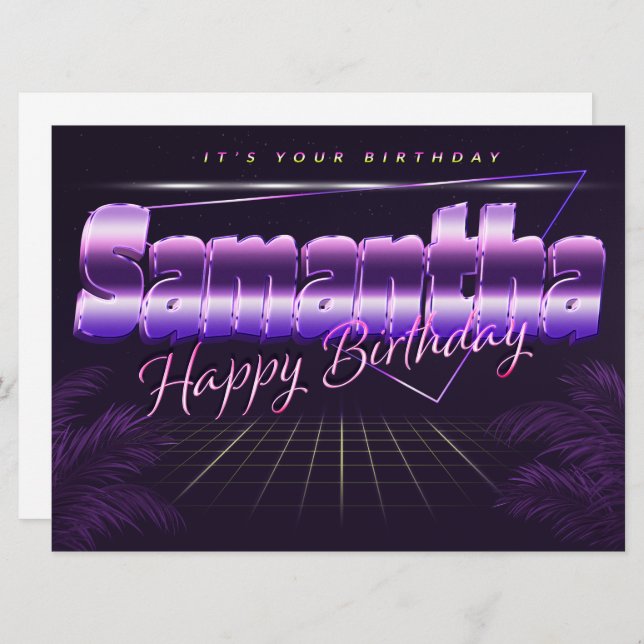 Samantha Name First name lila retro card Birthday (Front/Back)