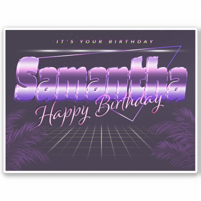 Samantha Name First name retro Sticker Birthday (Front)