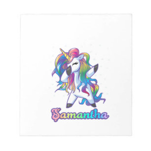 SAMANTHA Name Personalised Custom Rainbow Unicorn  Notepad