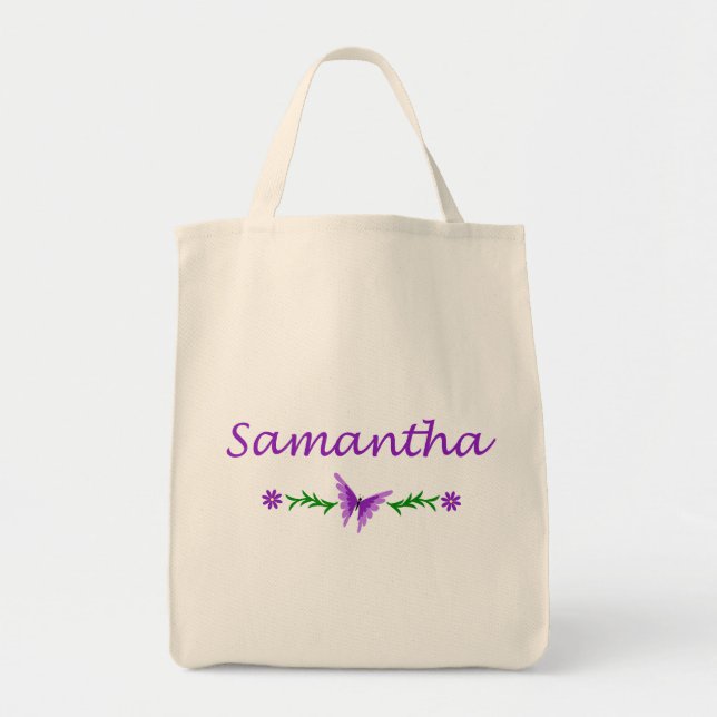 Samantha (Purple Butterfly) Tote Bag (Front)