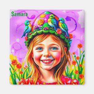SAMARA ~ EASTER BONNET ~ Happy Girl ~ Magnet