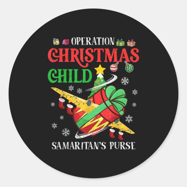 Samaritan's Purse Operation Christmas Child Funny  Classic Round Sticker (Front)