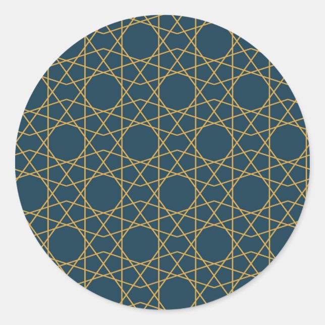 Samarkand Gold Geometry Classic Round Sticker (Front)