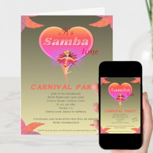 Samba dance brazilian carnival Invitation Postcard