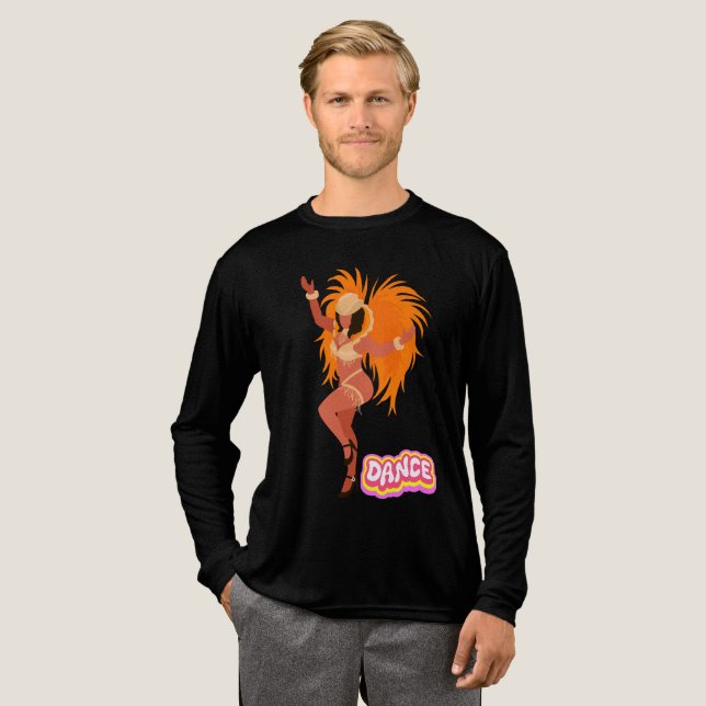 Samba Dancer Feather Costume Dance Lettering Tri-Blend Shirt (Full Front)
