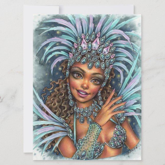 Samba Dancer Female Carnival Rio Brazil Art Card (Front)
