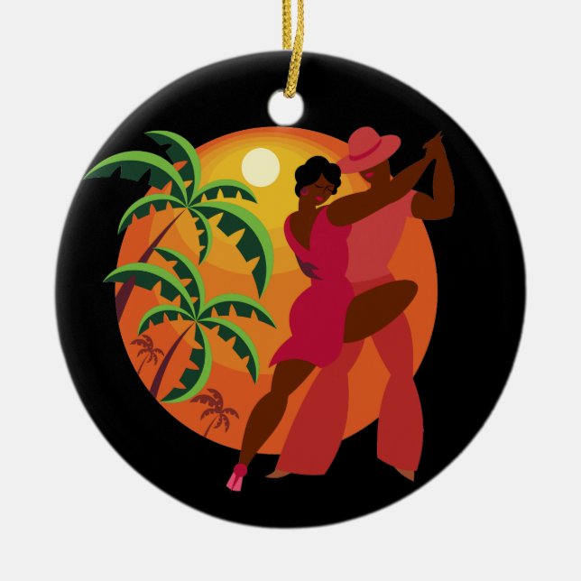 Samba / Flamenco Dancer Ceramic Tree Decoration (Front)