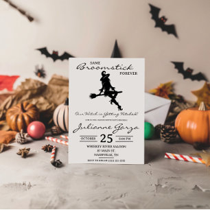 Same Broomstick Forever! Witch Themed Bachelorette Invitation