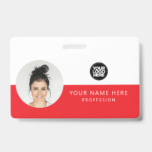 Same Front and Back Employee Photo, Logo, Name ID Badge