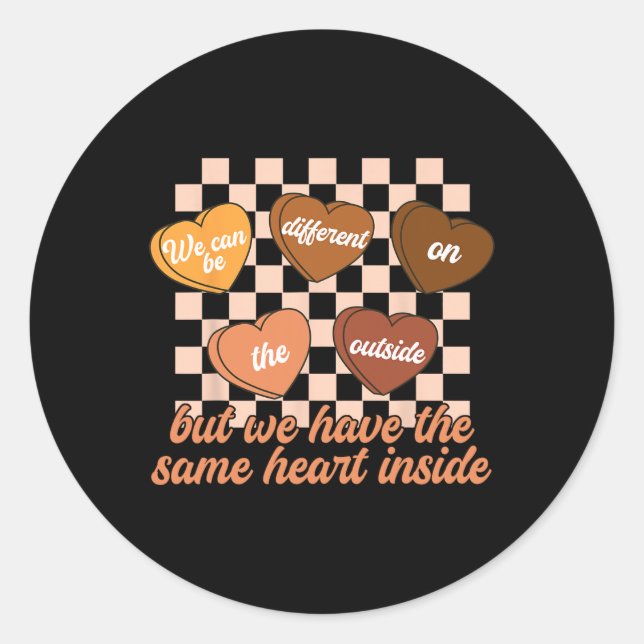 Same Heart Black History Month Chequered Candy Con Classic Round Sticker (Front)