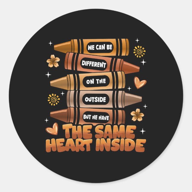 Same Heart Inside Black History Month African Afro Classic Round Sticker (Front)