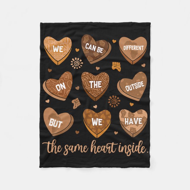 Same Heart Inside Black History Month African Afro Fleece Blanket (Front)