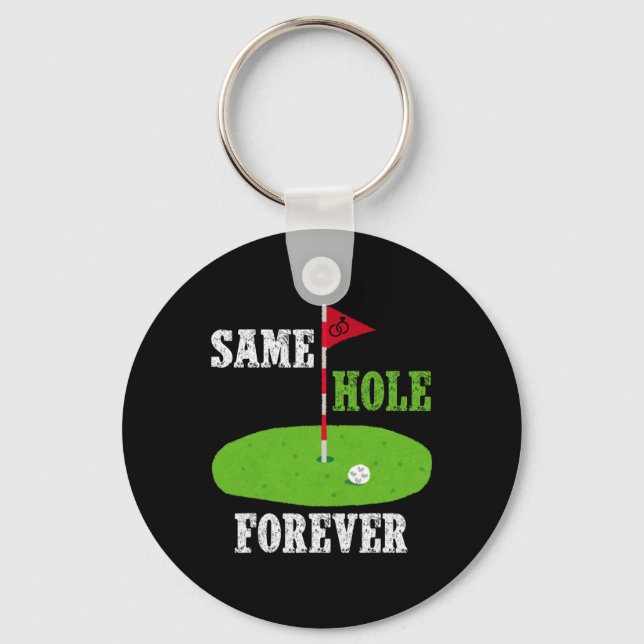 Same Hole Forever Groom Bachelor Party Funny Golf  Key Ring (Front)