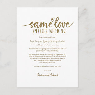 Same Love Cute Heart Downsize Wedding Postcard