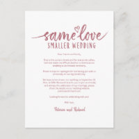 Same Love Cute Heart Downsize Wedding Postcard