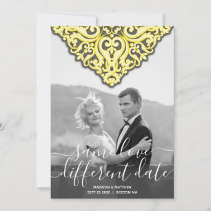 Same Love Different Date Damask Wedding Invitation