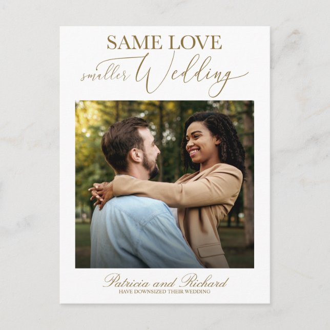 Same Love Downsize Wedding Simple Elegant Photo Po Postcard (Front)