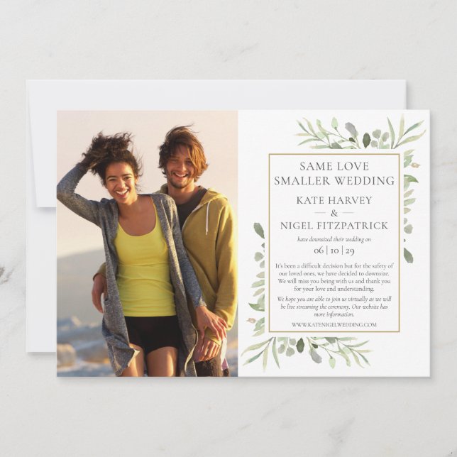 Same Love Downsized Micro Wedding Announcement (Front)