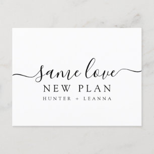 Same Love New Plan Wedding Change the Date Postcard