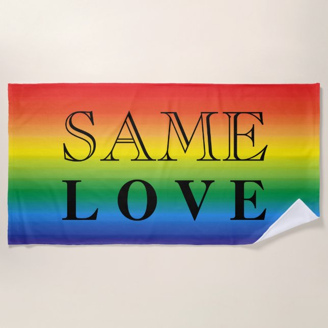 Same Love Ombre Rainbow Pride Summer Party Custom Beach Towel (Front)