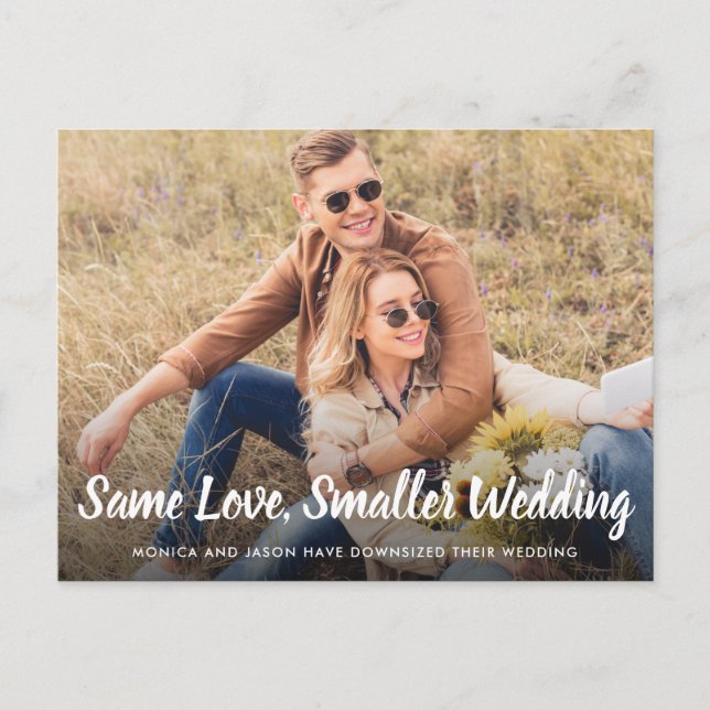 Same Love Smaller Downsized Wedding Photo Announcement Postcard (Front)