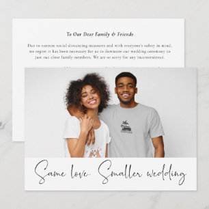 Same Love Smaller Wedding Downsize Photo Script Announcement
